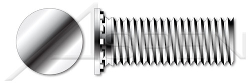 #6-32 X 1/2" Self-Clinching Studs, Flush Head Self-Clinching Studs, Full Thread, AISI 303 Stainless Steel (18-8)