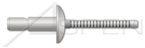 3/16", Grip=0.062"-0.270" Structural Rivets, Protruding Head, Aluminum