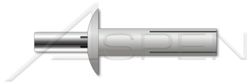 1/8" X 7/32" Drive Pin Rivets, Aluminum Body / Stainless Steel Pin, Brazier Head