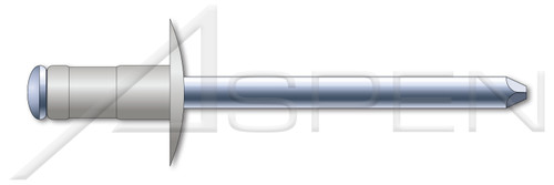 1/8", Grip=0.031"-0.187" Multigrip Rivets, Aluminum Body / Steel Pin, Low Profile, Zinc Plated Pin