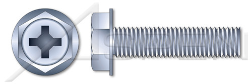 #8-32 X 3/16" Machine Screws, Hex Indented Washer Phillips Drive, Full Thread, Steel, Zinc Plated