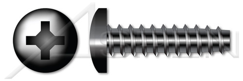 #12-11 X 1/2" Trilobe Thread Rolling Screws for Plastics, Pan Phillips Drive, 48-2 Thread, Steel, Black Oxide and Waxed