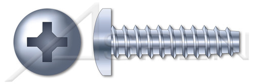 #8-16 X 2" Trilobe Thread Rolling Screws for Plastics, Pan Phillips Drive, 48-2 Thread, Steel, Zinc Plated and Waxed