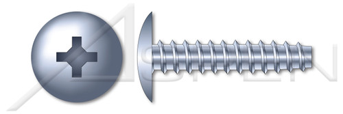 #4-20 X 1/4" Trilobe Thread Rolling Screws for Plastics, Truss Phillips Drive, 48-2 Thread, Steel, Zinc Plated and Waxed