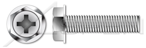 #4-40 X 1/4" Machine Screws, Hex Indented Washer Phillips Drive, Full Thread, Steel, Nickel Plated