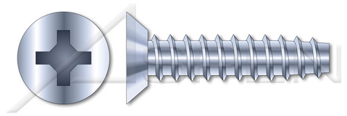 #2-28 X 3/16" Trilobe Thread Rolling Screws for Plastics, Flat Undercut Phillips Drive, 48-2 Thread, Steel, Zinc Plated and Waxed