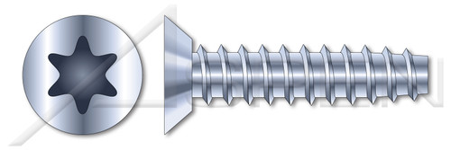 #2-28 X 3/16" Trilobe Thread Rolling Screws for Plastics, Flat Undercut 6Lobe Torx(r) Drive, 48-2 Double-Lead Thread, Steel, Zinc Plated and Waxed