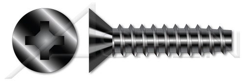 #6-19 X 5/8" Trilobe Thread Rolling Screws for Plastics, Flat Phillips Drive, 48-2 Thread, Steel, Black Oxide and Waxed