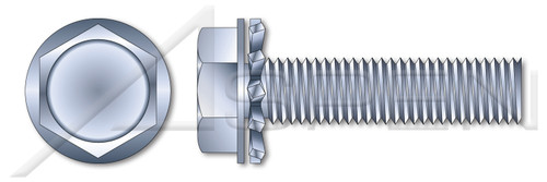 #10-32 X 3/4" SEMS External Tooth Washer Machine Screws, Hex Washer, Steel, Zinc Plated and Baked