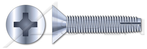 #10-24 X 1/2" Thread-Cutting Screws, Type "1", Flat Head Phillips Drive, Steel, Zinc Plated