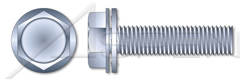 #8-32 X 3/8" Internal Tooth Washer SEMS Machine Screws, Hex Indented Washer Head, Steel, Zinc Plated and Baked