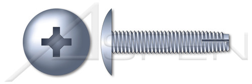 #10-32 X 1/2" Thread-Cutting Screws, Type "1", Truss Phillips Drive, Steel, Zinc Plated and Baked