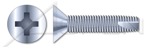 #10-32 X 1-1/4" Thread-Cutting Screws, Type "23", Flat Head Phillips Drive, Steel, Zinc Plated and Baked