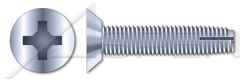 1/4"-20 X 1/2" Thread-Cutting Screws, Type "1", Flat Undercut Phillips Drive, Steel, Zinc Plated