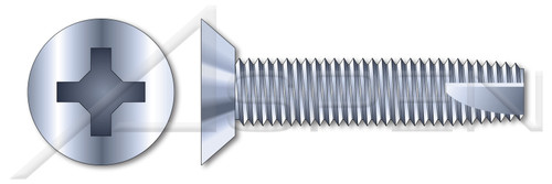 #10-24 X 1" Thread-Cutting Screws, Type "23", Flat Undercut Phillips Drive, Steel, Zinc Plated and Baked