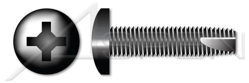 #4-40 X 1/4" Thread-Cutting Screws, Type "23", Pan Phillips Drive, Steel, Black Oxide
