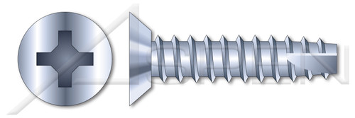#8 X 1/4" Thread-Cutting Screws, Type "25", Flat Undercut Phillips Drive, Steel, Zinc Plated