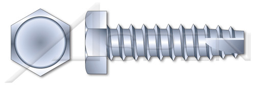 #14 X 1" Thread-Cutting Screws, Type "25", Indented Hex Head, Steel, Zinc Plated and Baked