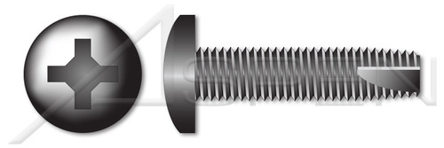#4-40 X 1/4" Thread-Cutting Screws, Type "23", Pan Phillips Drive, Steel, Black Zinc and Baked