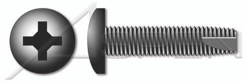 #8-32 X 5/16" Thread-Cutting Screws, Type "23", Pan Phillips Drive, Steel, Black Zinc and Baked