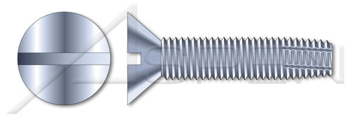 #10-24 X 1/2" Thread-Cutting Screws, Type "F", Flat Head Slot Drive, Steel, Zinc Plated