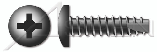 #5 X 3/8" Thread-Cutting Screws, Type "25", Pan Phillips Drive, Steel, Black Zinc and Baked