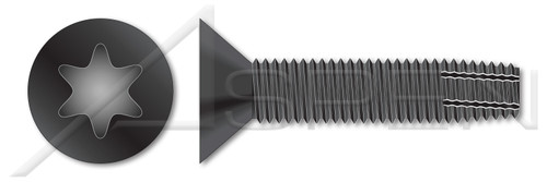 3/8"-16 X 1-1/2", Recess=T40 Thread-Cutting Screws, Type "F", Flat Head 6Lobe Torx(r) Drive, Steel, Black Phosphate and Oil