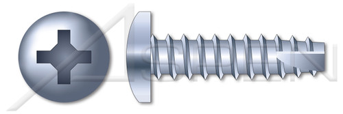 #10 X 1/2" Thread-Cutting Screws, Type "25", Pan Phillips Drive, Steel, Zinc Plated and Baked