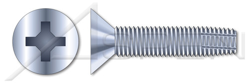 1/4"-20 X 3-1/2" Thread-Cutting Screws, Type "F", Flat Head Phillips Drive, Steel, Zinc Plated