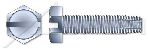 3/8"-16 X 1" Thread-Cutting Screws, Type "F", Hex Indented Slotted, Steel, Zinc Plated
