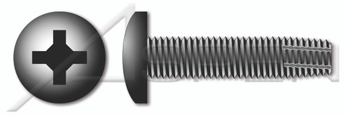 #8-32 X 5/8" Thread-Cutting Screws, Type "F", Pan Phillips Drive, Steel, Black Zinc and Baked