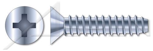 #8 X 7/8" Self-Tapping Sheet Metal Screws, Type "B", Flat Phillips Drive, Steel, Zinc Plated