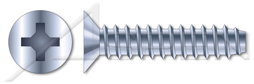 #6 X 3/8" Self-Tapping Sheet Metal Screws, Type "B", Flat Phillips Drive, Steel, Zinc Plated and Baked