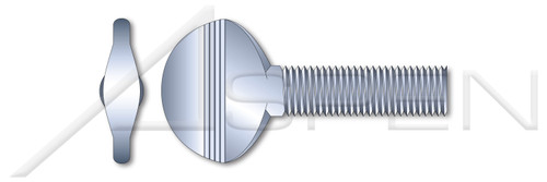 1/4"-20 X 1/2" Thumb Screws, Spade Head, No Shoulder Type B, Steel, Zinc Plated