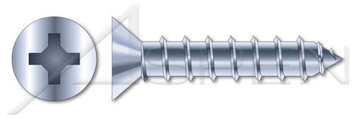 #8 X 3" Self-Tapping Sheet Metal Screws, Type "A", Flat Phillips Drive, Steel, Zinc Plated and Baked