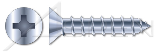 #8 X 4" Self-Tapping Sheet Metal Screws, Type "A", Flat Phillips Drive, Steel, Zinc Plated and Baked