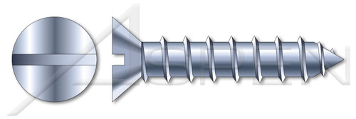 #10 X 1" Self-Tapping Sheet Metal Screws, Type "A", Flat Slot Drive, Steel, Zinc Plated and Baked