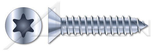 #6 X 5/8" Self-Tapping Sheet Metal Screws, Type "AB", Flat Head 6Lobe Torx(r) Drive, Steel, Zinc Plated and Baked