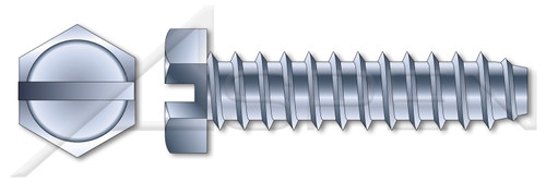 #6 X 3/8" Self-Tapping Sheet Metal Screws, Type "B", Hex Indented Slotted, Steel, Zinc Plated and Baked