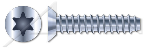 #8 X 1/4" Self-Tapping Sheet Metal Screws, Type "B", Flat Undercut 6Lobe Torx(r) Drive, Steel, Zinc Plated and Baked