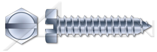 #14 X 1/2" Self-Tapping Sheet Metal Screws, Type "AB", Hex Indented Slotted, Steel, Zinc Plated and Baked