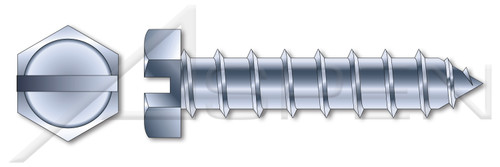 #10 X 1" Self-Tapping Sheet Metal Screws, Type "A", Hex Indented Slotted, Steel, Zinc Plated and Baked