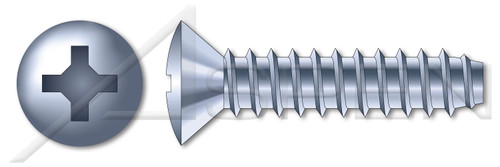 #6 X 1/2" Self-Tapping Sheet Metal Screws, Type "B", Oval Phillips Drive, Steel, Zinc Plated