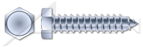 5/16" X 2" Self-Tapping Sheet Metal Screws, Type "AB", Indented Hex Head, Steel, Zinc Plated and Baked