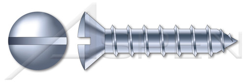 #8 X 1" Self-Tapping Sheet Metal Screws, Type "A", Oval Slot Drive, Steel, Zinc Plated and Baked
