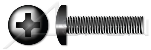 #12-24 X 2" Machine Screws, Pan Phillips Drive, Full Thread, 18-8 Stainless Steel, Black Oxide