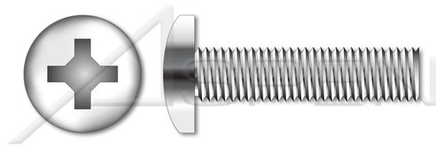#6-32 X 1-1/8" Machine Screws, Pan Phillips Drive, Full Thread, Stainless Steel