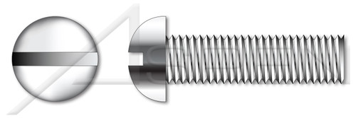 1/2"-13 X 3" Machine Screws, Round Slot Drive, Full Thread, Stainless Steel