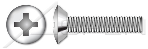 #10-24 X 3/4" Machine Screws, Oval Undercut Phillips Drive, 82 Degree Countersink, Full Thread, Stainless Steel