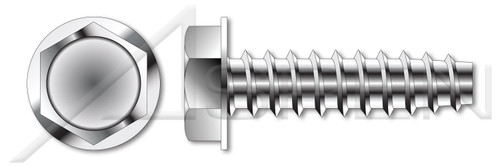 #12-11 X 3/4" Trilobe Thread Rolling Screws for Plastics, Hex Indented Washer Head, 48-2 Double-Lead Thread, 18-8 Stainless Steel, Passivated and Waxed